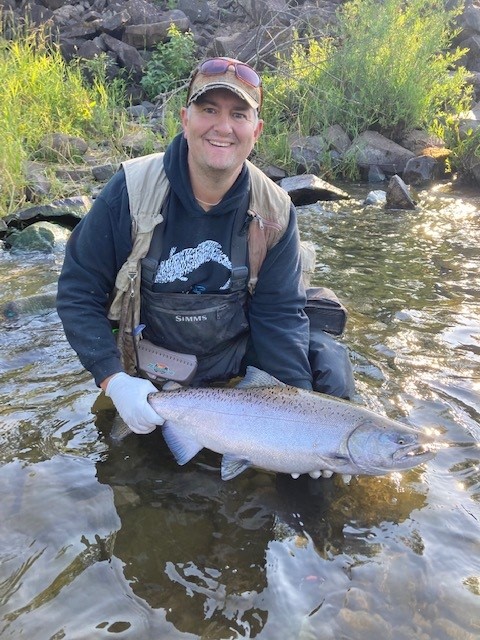 Brodie Antipa with spring chinook on the Cowlitz River